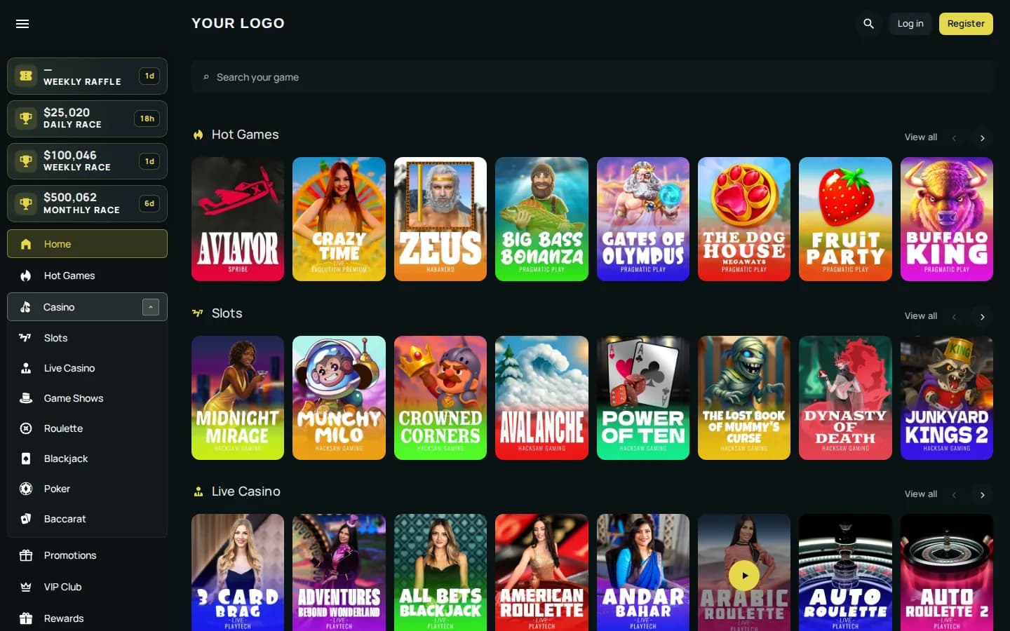 BETJUNCTION live demo casino lobby