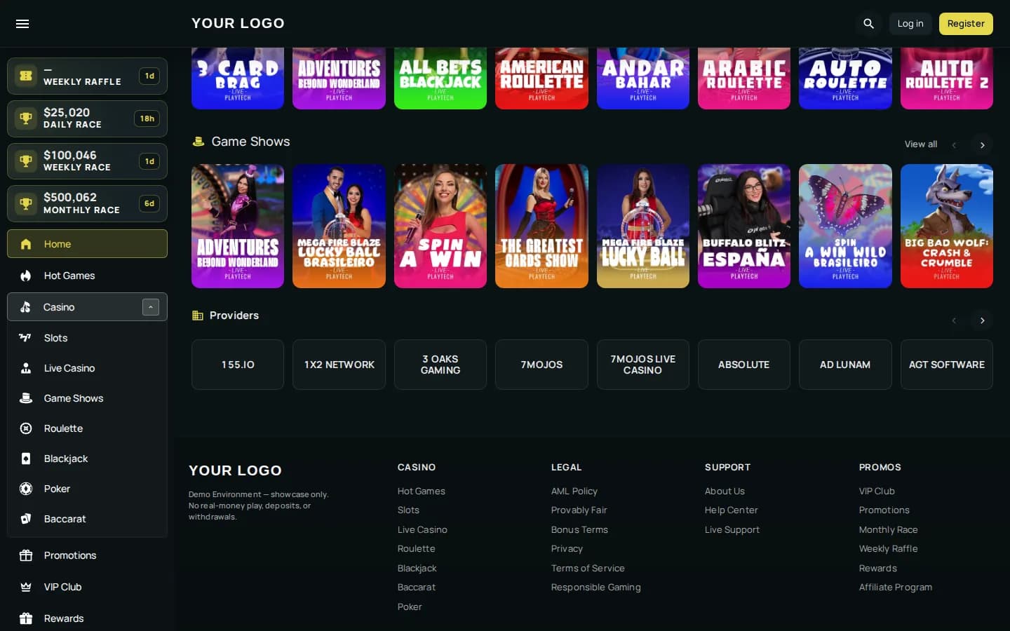 BETJUNCTION platform game providers strip on the casino lobby